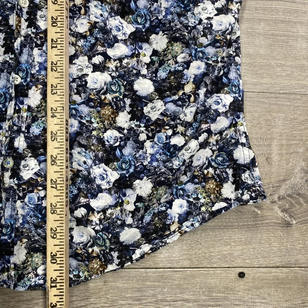 Banana Republic Shirt Mens XL Blue Floral Grant Fit‎ Long Sleeve Button Front